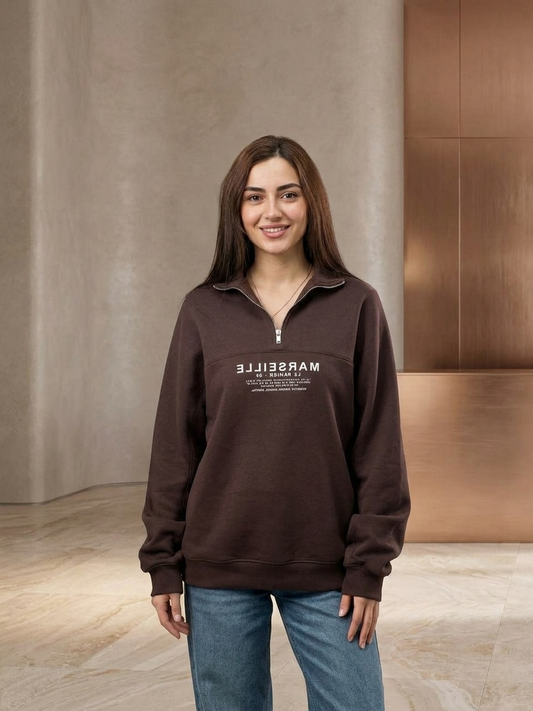 سويت شيرت نسائي بسحاب نصفي بتصميم كاجوال عصري