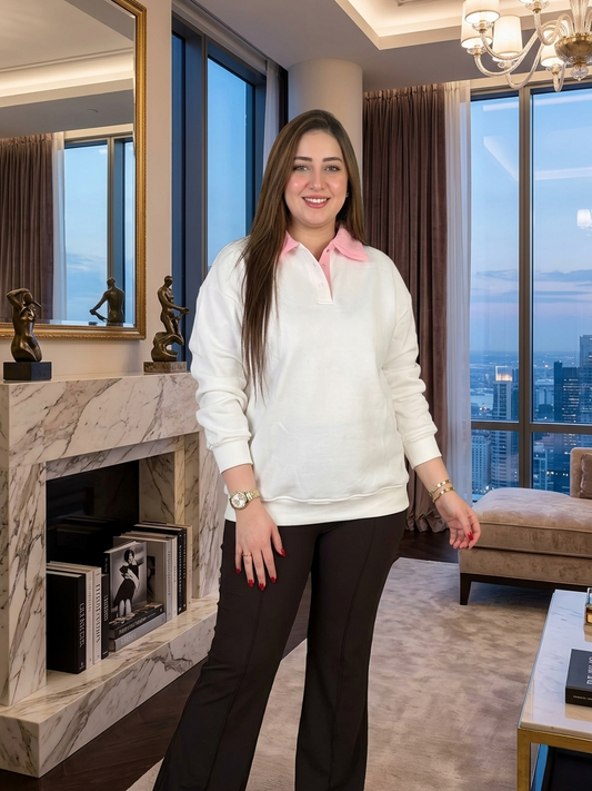 سويت شيرت نسائي كاجوال بياقة بولو أنيقة